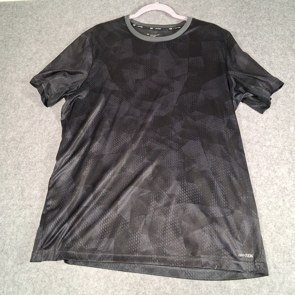 Tek Gear DryTek Shirt Mens XL Black Camo Geometric Short Sleeve Athletic Tee
